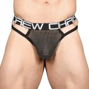 NWT Andrew Christian Pinstripe "Spider Thong" 91329 SZ Small